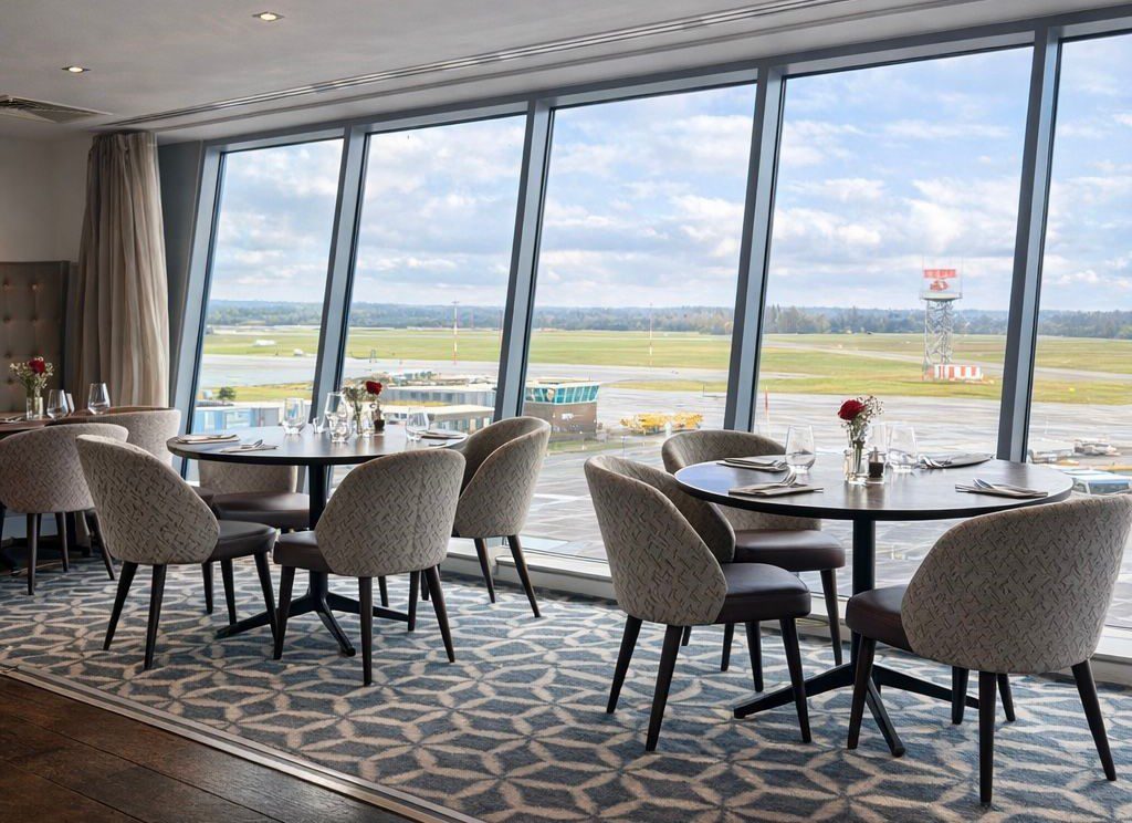 restaurant with a view of the airport